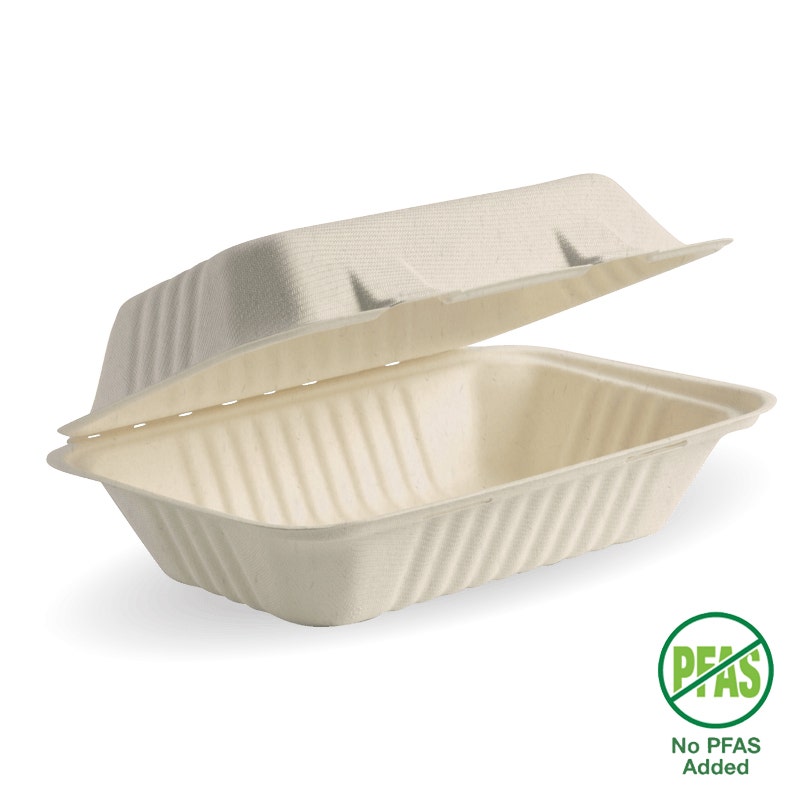 BioPak 23x15x8cm (9x6x3") Natural Clamshell 250pc