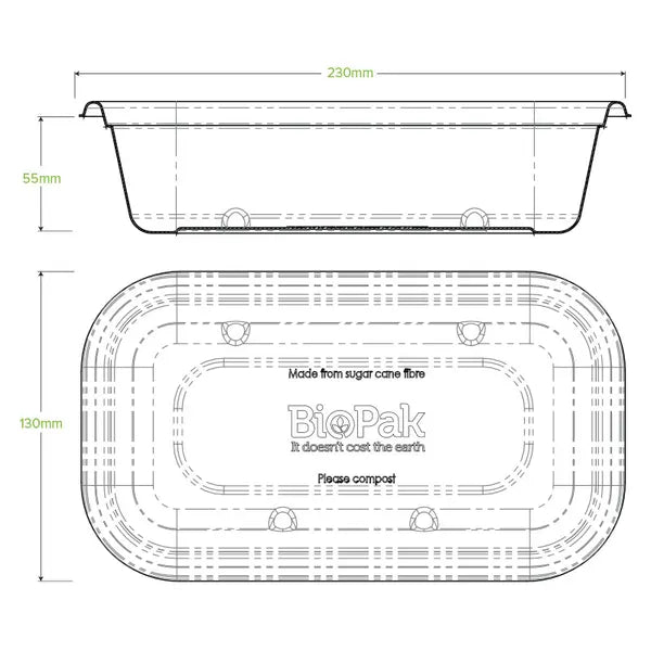 BioPak 1000ml White Plant Fibre Takeaway Base 500pc/ctn