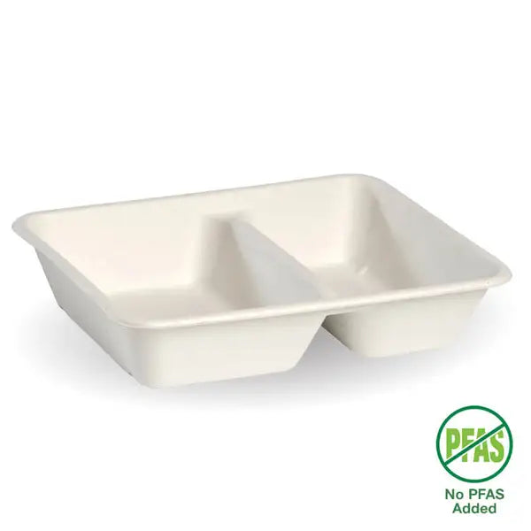 BioPak 2-Compartment White Takeaway Base 500pc