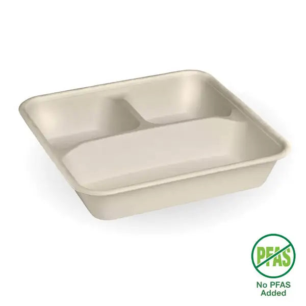 BioPak 3-Compartment Natural Takeaway Base 500pc