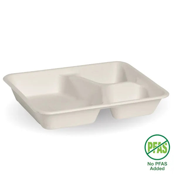 BioPak 3-Compartment White Takeaway Base 500pc