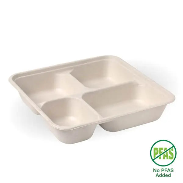 BioPak 4-Compartment Large Natural Takeaway Base 300pc
