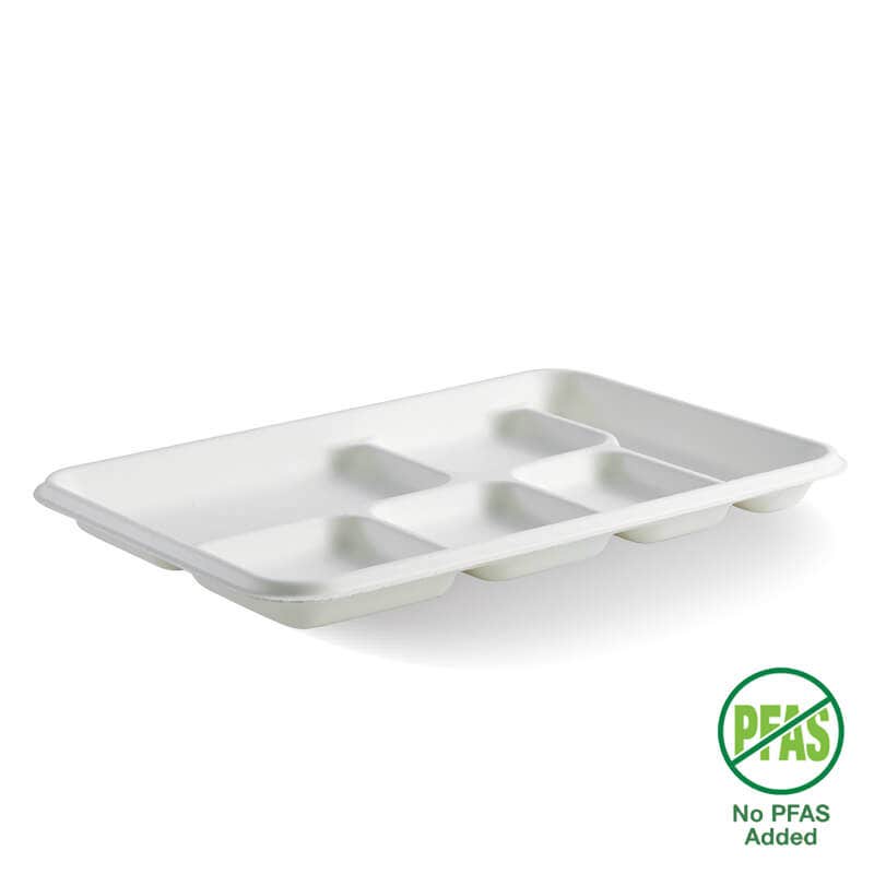 BioPak White 6-Compartment Tray 250pc