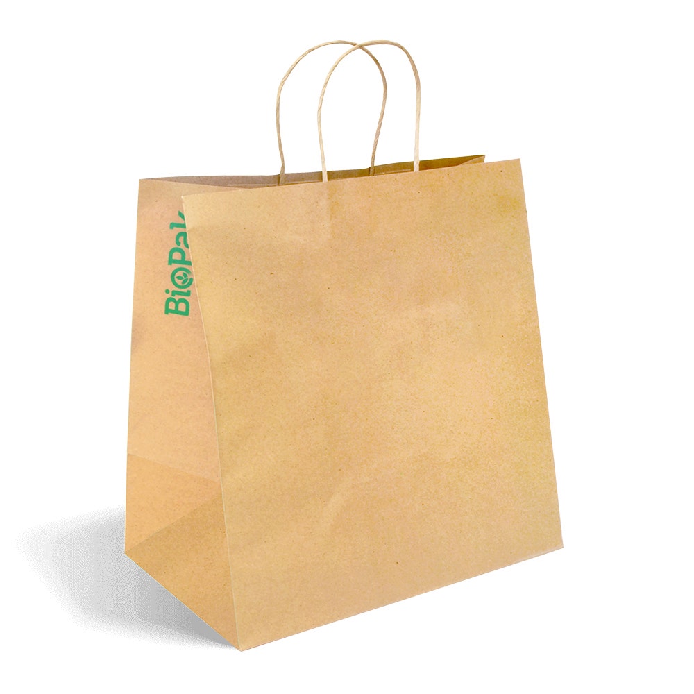 BioPak Kraft Jumbo Twist Handle Paper Bags 150pc