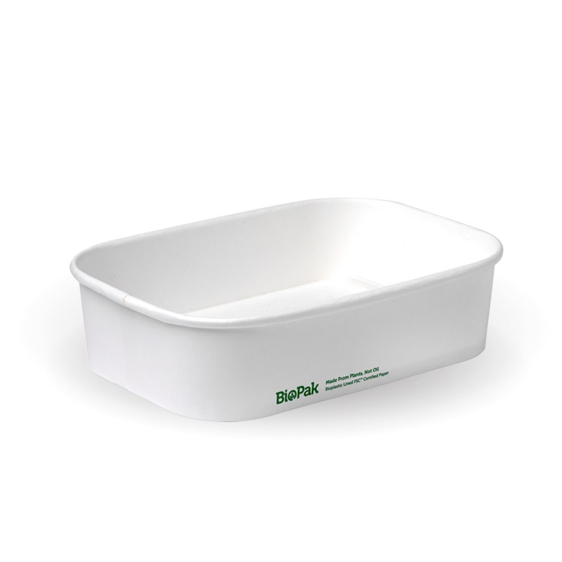 BioPak 500ml White Rectangle Container with Lining (300gsm) 300pc
