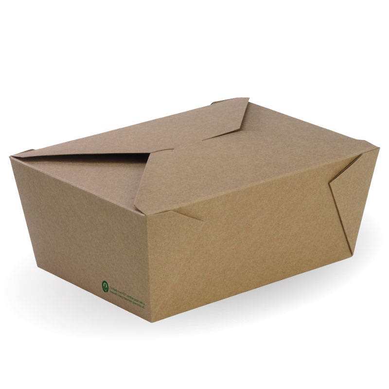 BioPak Kraft Extra Large Lunch Box 197 x 140 x 90mm 200pc