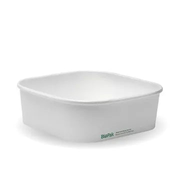 BioPak 1000ml White Square Takeaway Base 300pc
