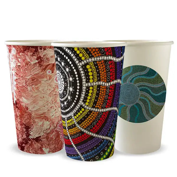 BioPak 16oz Indigenous Art Coffee Cups 1000 Pack Compostable