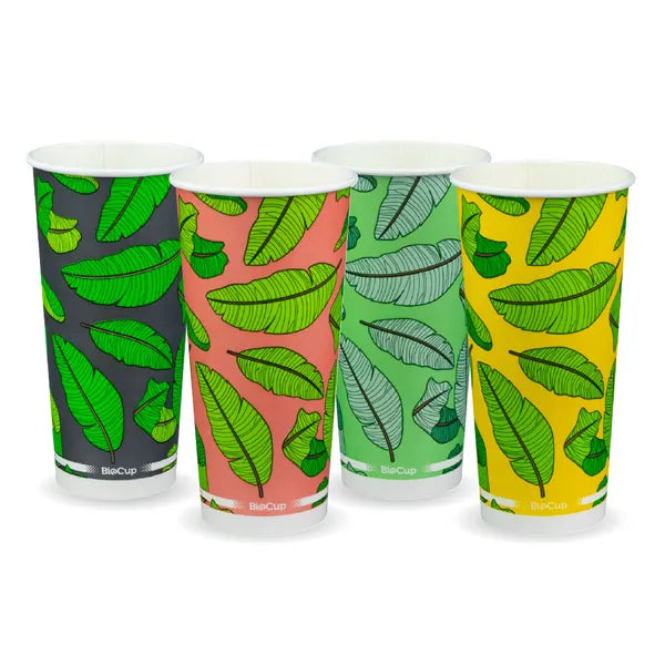 BioPak 22oz Leaf Cold Paper Cups 1000pcs
