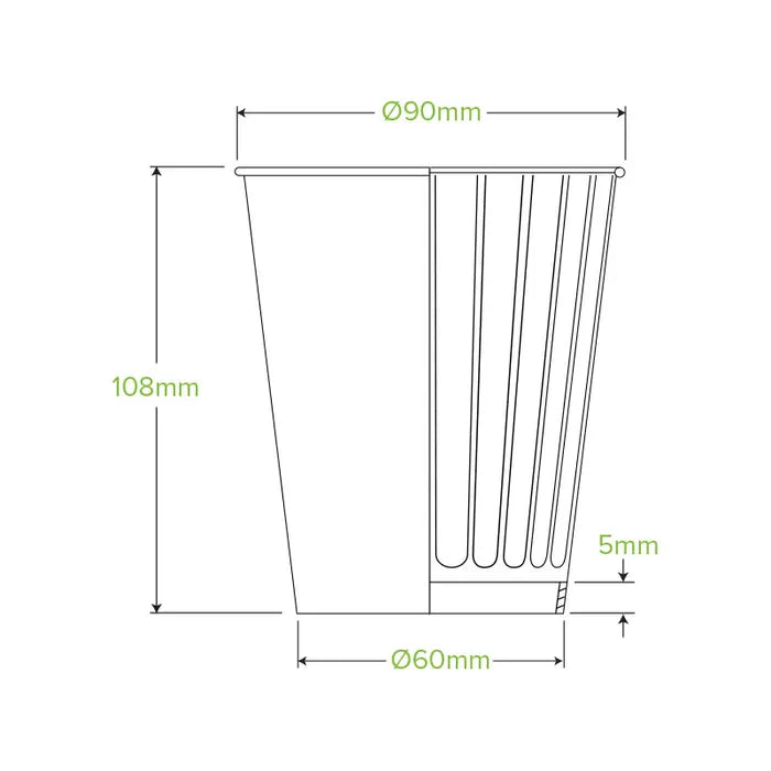BioPak 12oz Kraft Green Stripe DW Cup 1000pc