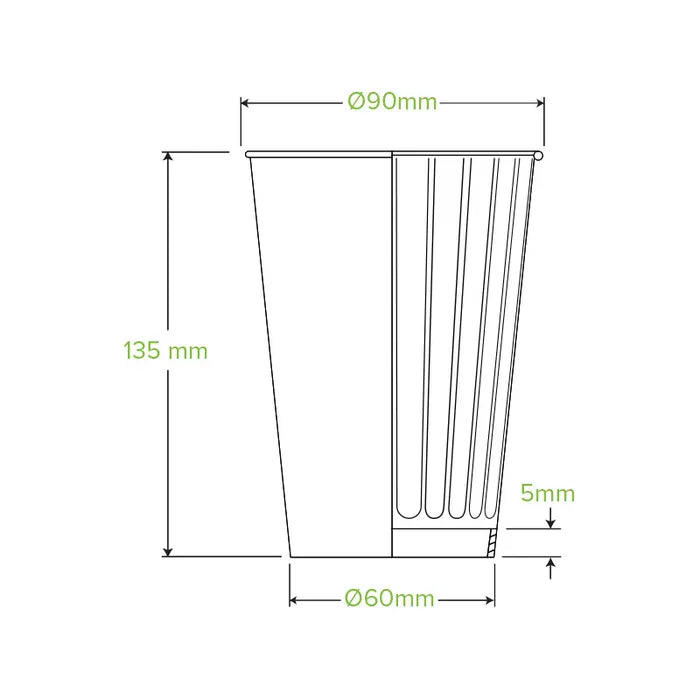BioPak 16oz Kraft Green Stripe DW Cup 600pc