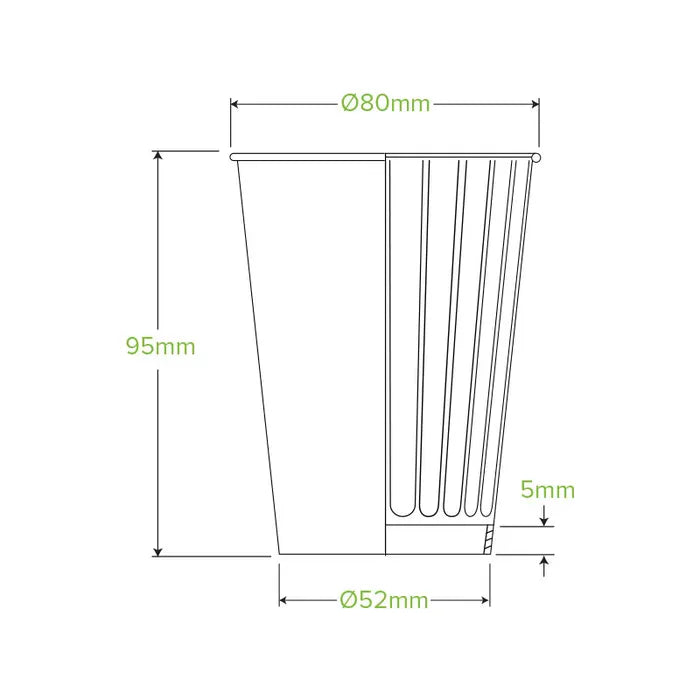 BioPak 8oz Kraft Green Stripe DW Cup 1000pc
