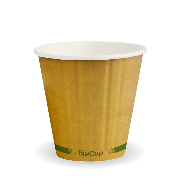 BioPak 8oz (90mm) Kraft Green Stripe DW Cup 1000pc