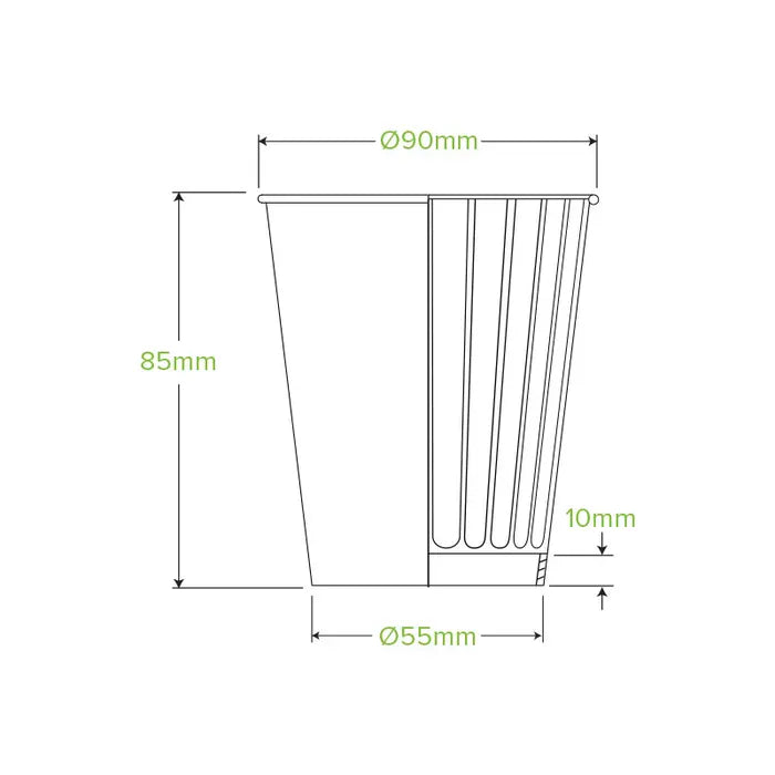 BioPak 8oz (90mm) Kraft Green Stripe DW Cup 1000pc