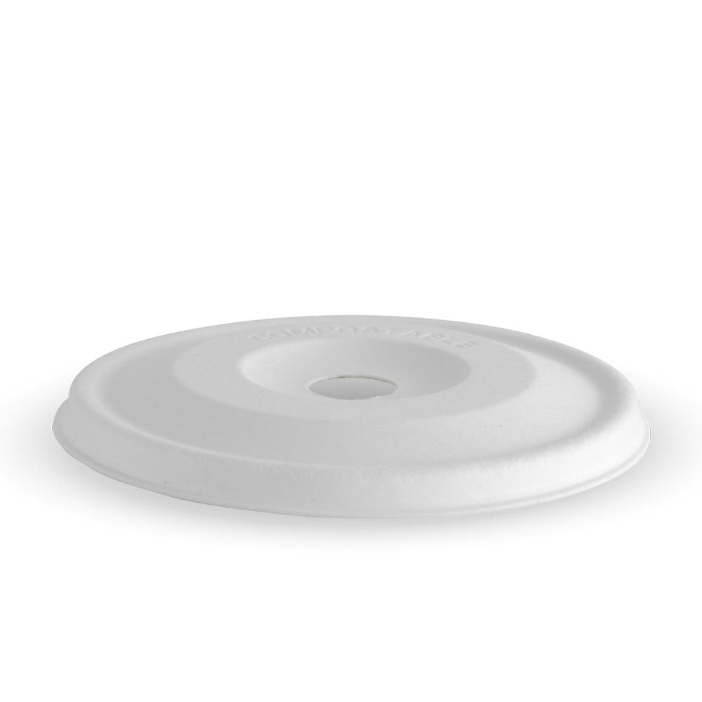 BioPak 105mm White BioCane Flat Lid 1000pc