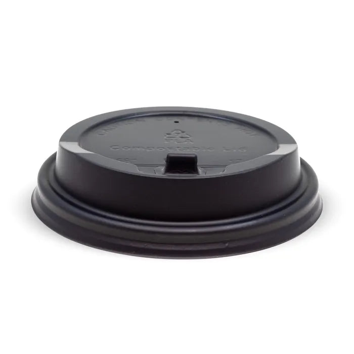 BioPak 8-16oz 90mm Black Reclosable PLA Lid 1000pcs