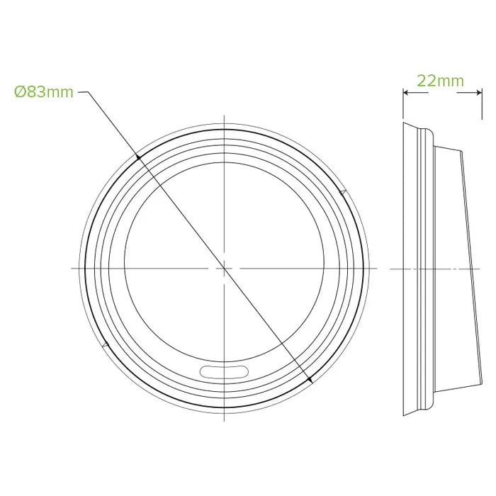 BioPak 6-12oz 80mm White PLA Lid 1000pcs