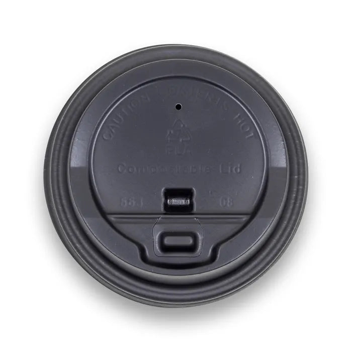 BioPak 6-12oz 80mm Black Reclosable PLA Lid 1000pcs