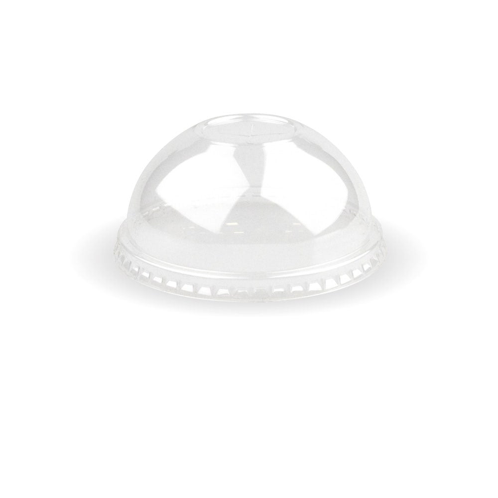 BioPak 90mm Clear PLA Dome Lid Straw Slot 1000pc