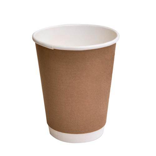12oz PLA Coated DW Cup /Brown 500pc - Pakio