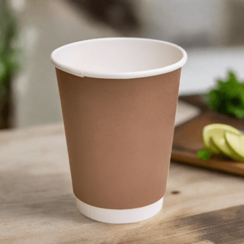12oz PLA Coated DW Cup /Brown 500pc - Pakio