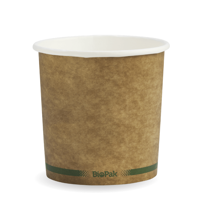 BioPak 740ml (24oz) Kraft Green Stripe Bowl 500pc