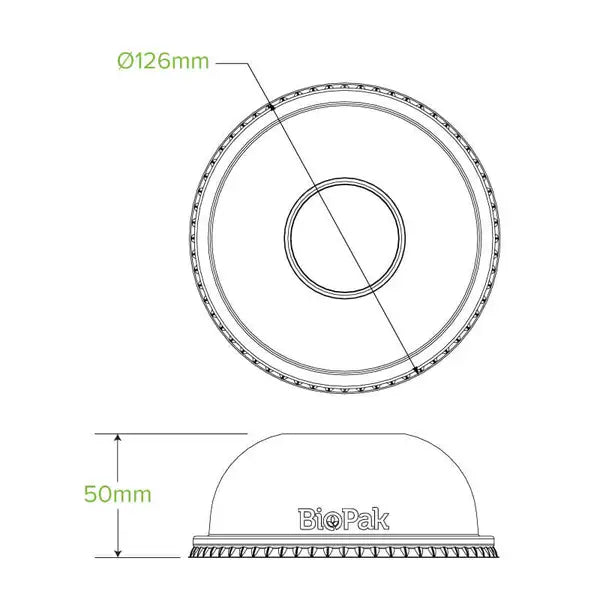 BioPak 240-960ml Clear Dome Lid 500pc