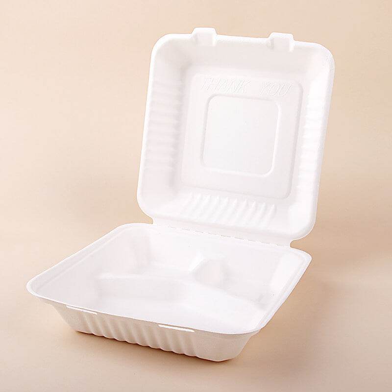 8 inch Clamshell / 3 compartment 200pc/ctn - Pakio