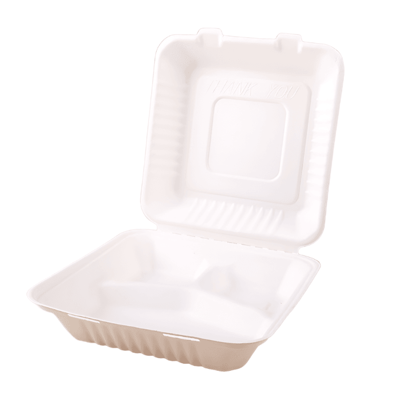8 inch Clamshell / 3 compartment 200pc/ctn - Pakio