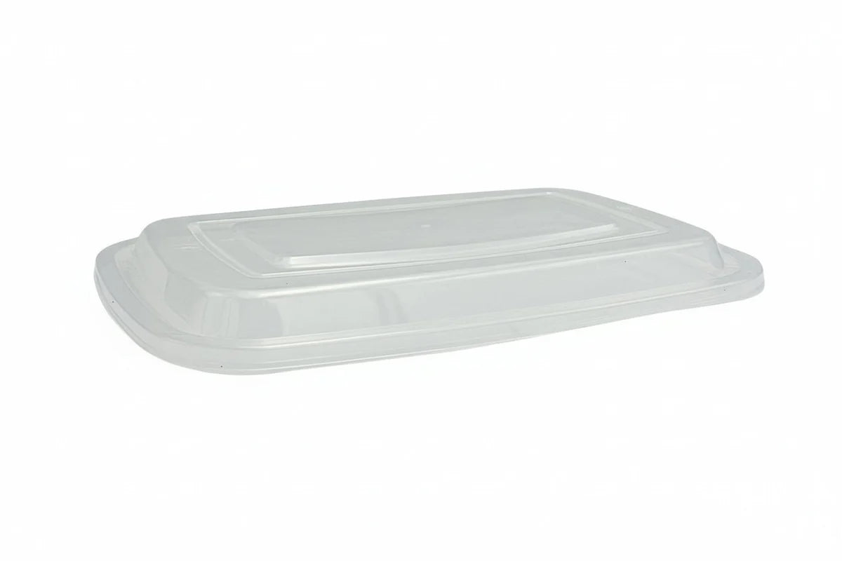 Clear plastic lid on a white background