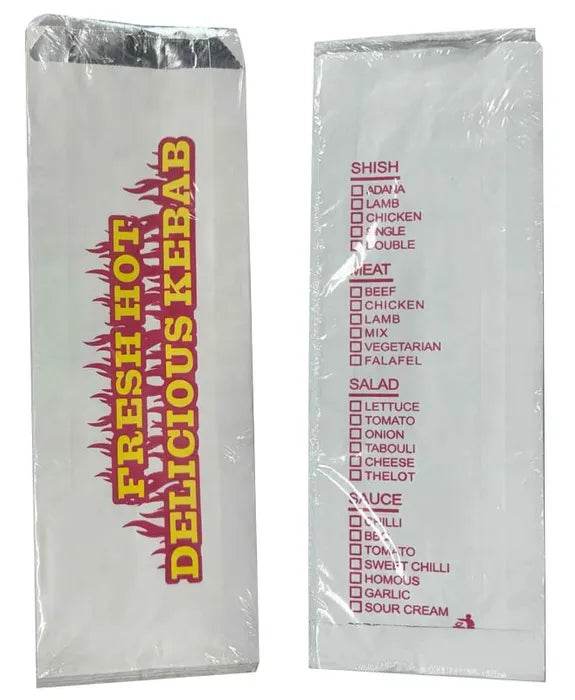 Printed White Foil Kebab Bag 250pcs - Pakio