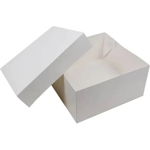 High-Quality White Milk Board Cake Box 14x14x6" Base & Lid | 50pc/pk