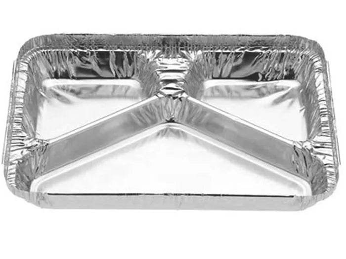 570ml Foil Tray 3-Compartment 500pcs - Pakio