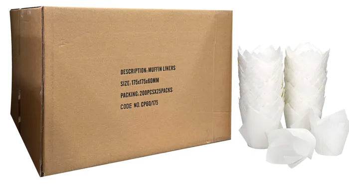60mm White Tulip Muffin Liners 200-5000pcs - Pakio
