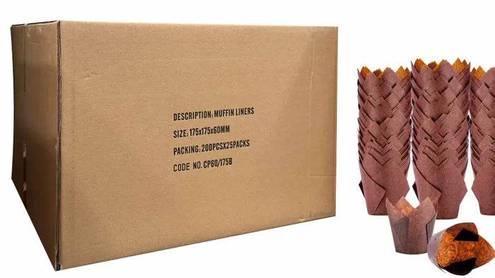 60mm Brown Tulip Muffin Liners 200-5000pcs - Pakio