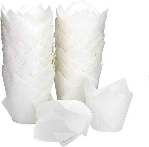 60mm White Tulip Muffin Liners 200-5000pcs - Pakio