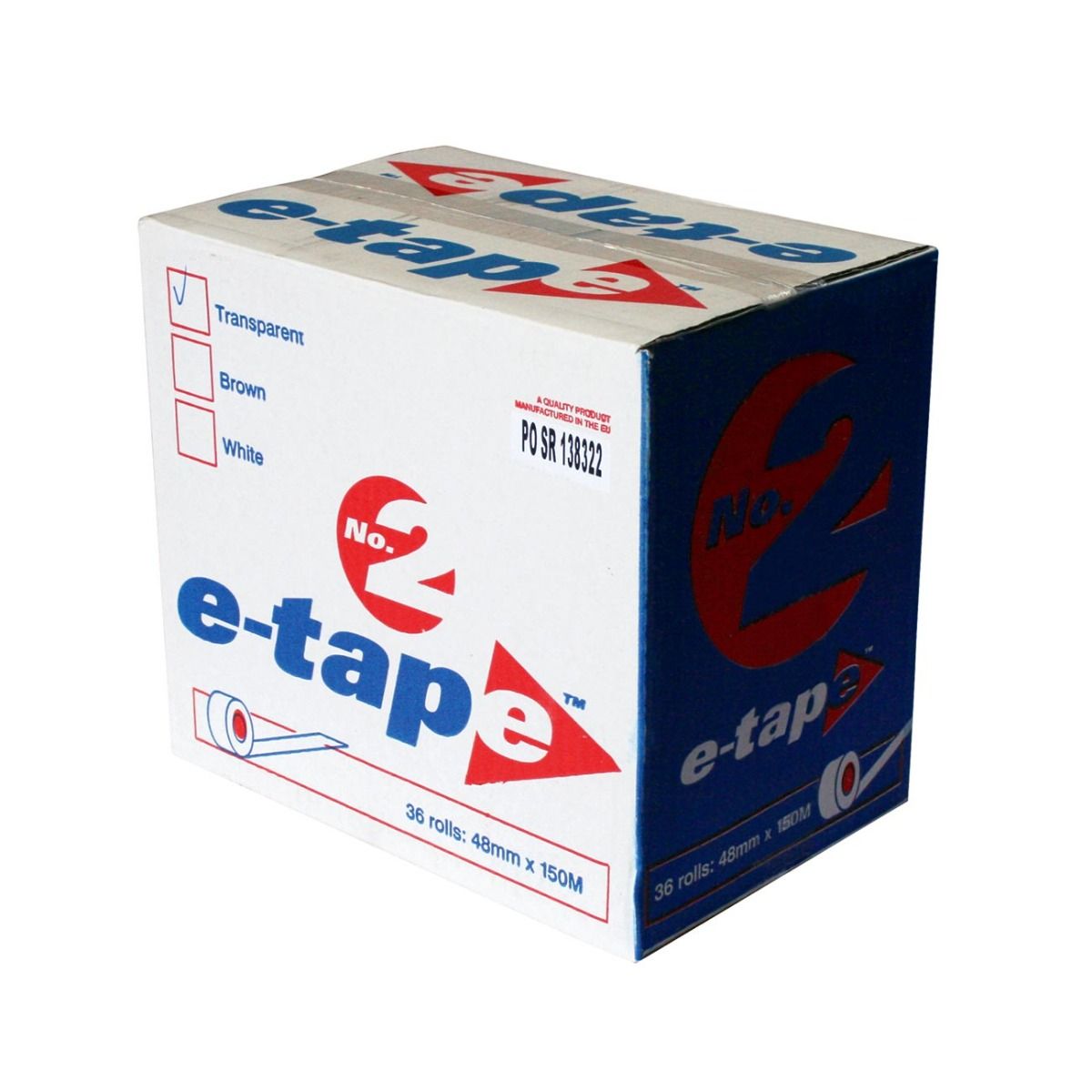 Box of e-tape with branding on a white background