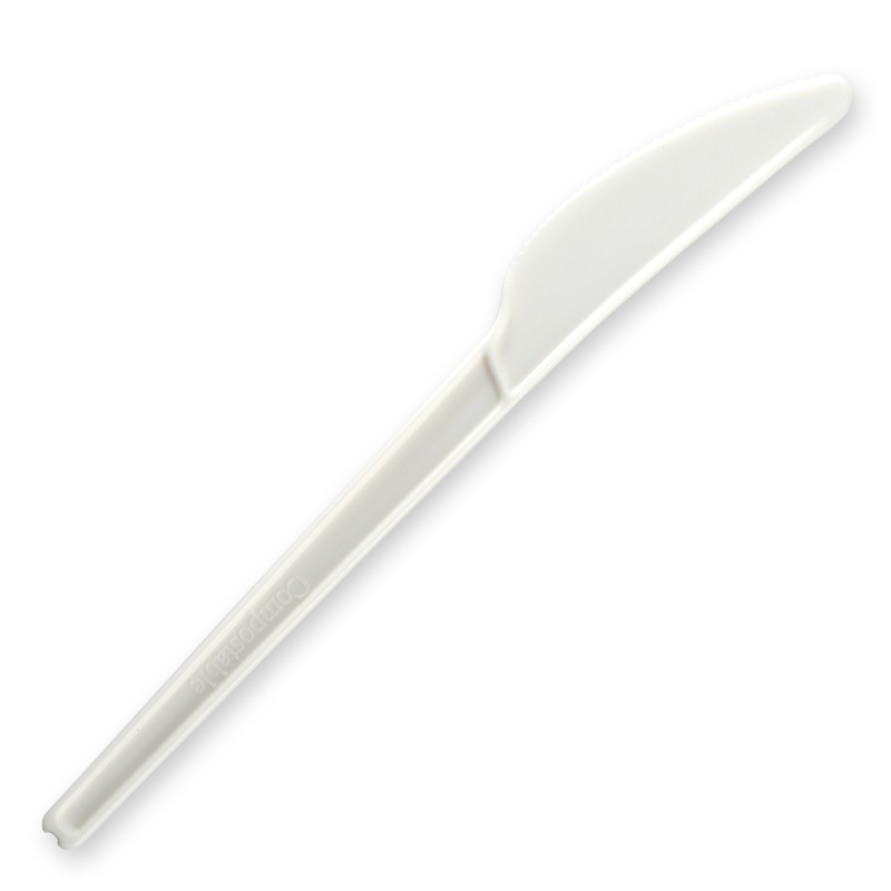 BioPak 16.5cm (6.5") White PLA Knife 1000pc