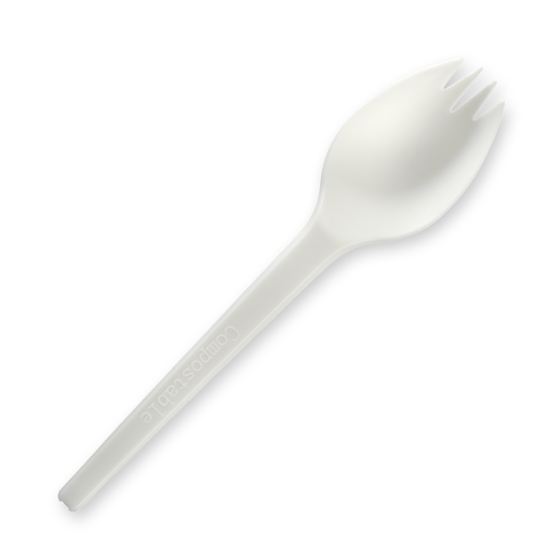 BioPak 15cm (6") White PLA Spork 1000pc