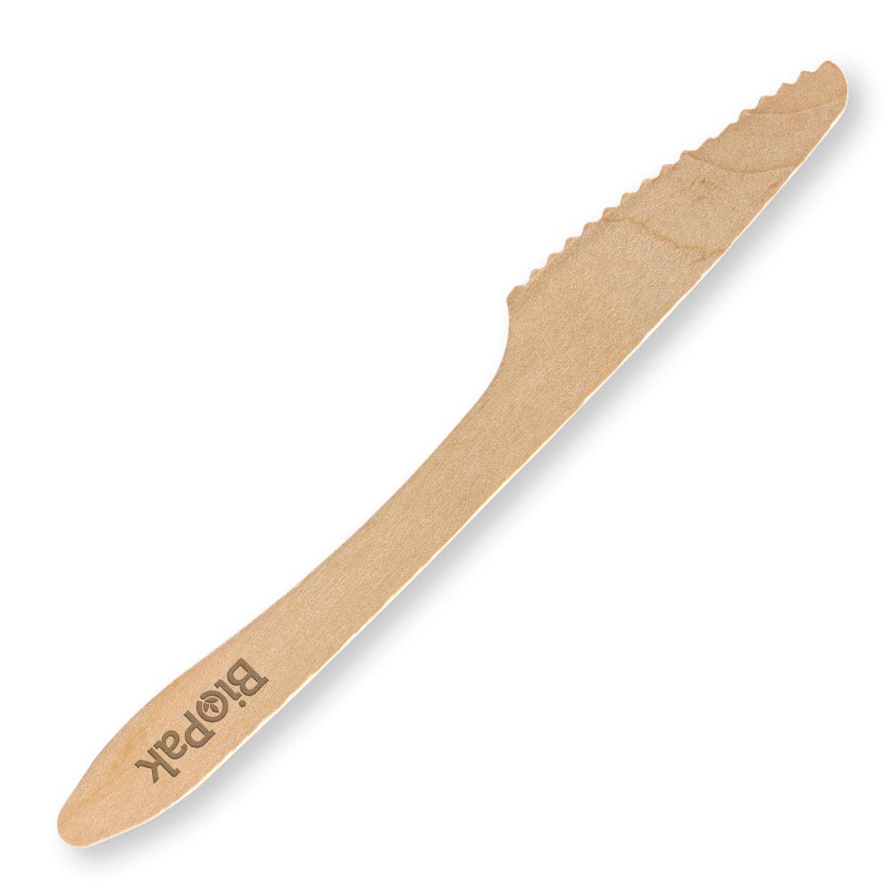 BioPak 19cm Coated Wood Knife 1000pc