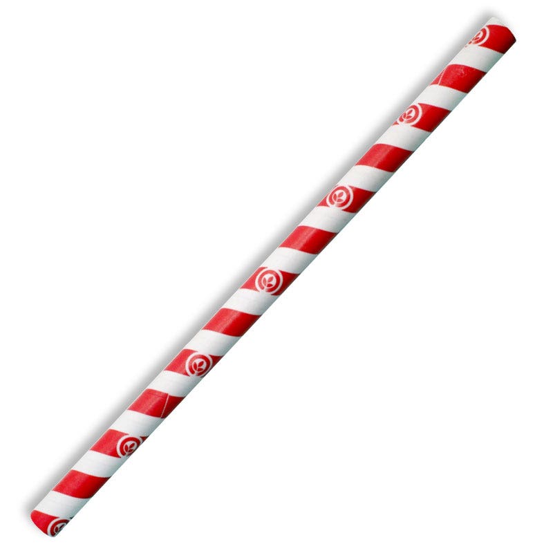BioPak 10mm Red Stripe Jumbo Paper Straw 2500pc