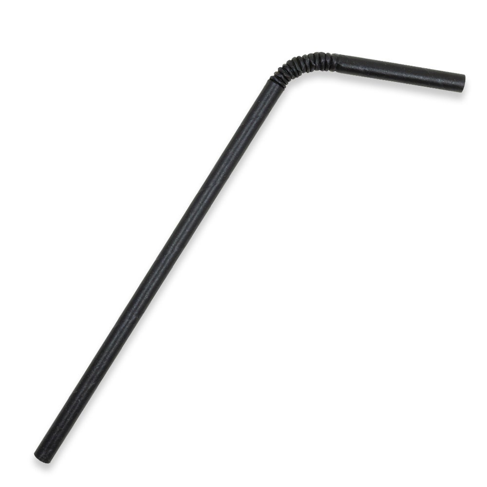 BioPak 6mm Black Bendy Straw 2500pc
