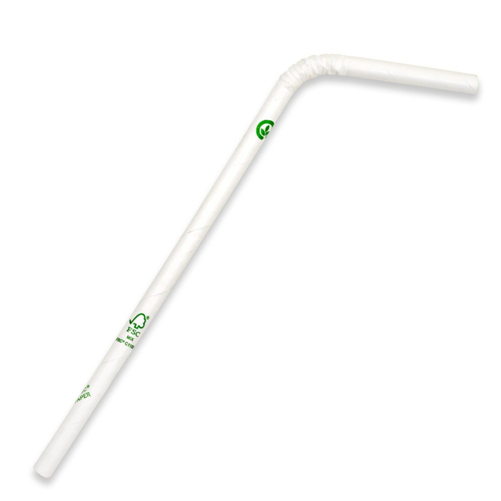 BioPak 6mm White Bendy Straw 2500pc