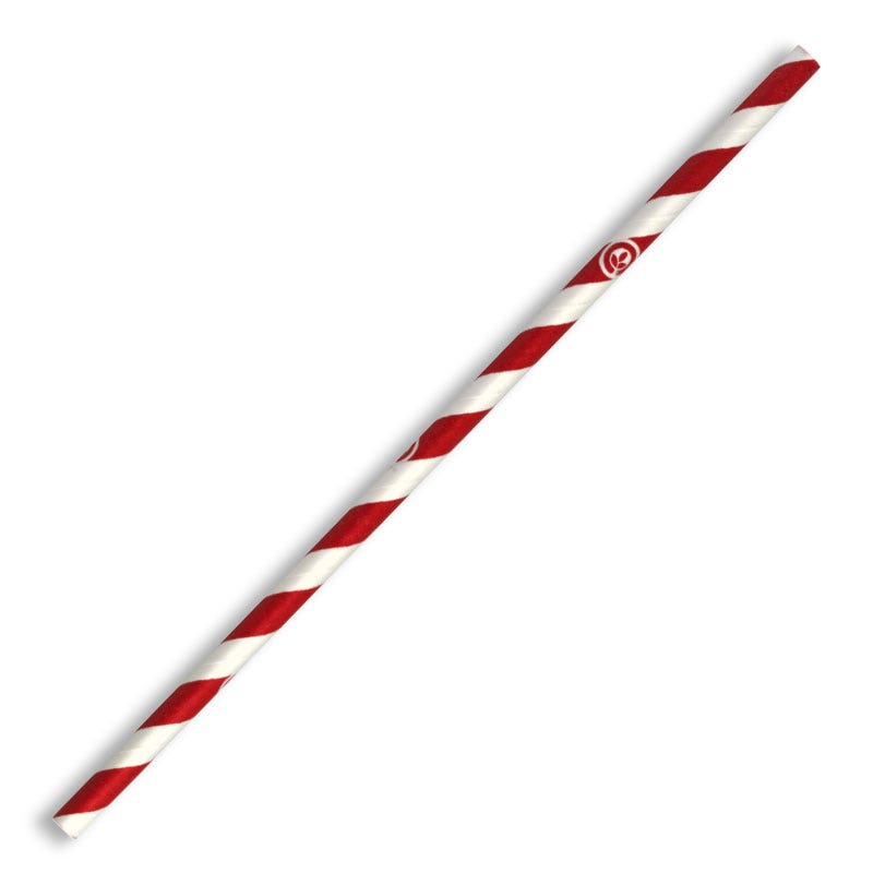 BioPak 6mm Red Stripe Regular Paper Straw 2500pc
