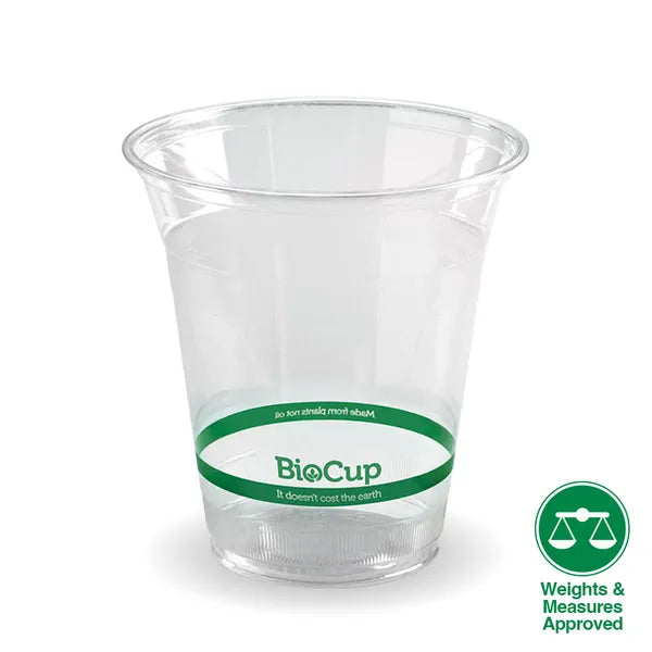 BioPak 360ml Clear Green Weights & Measures Approved Cold Drink Cups 1000pc