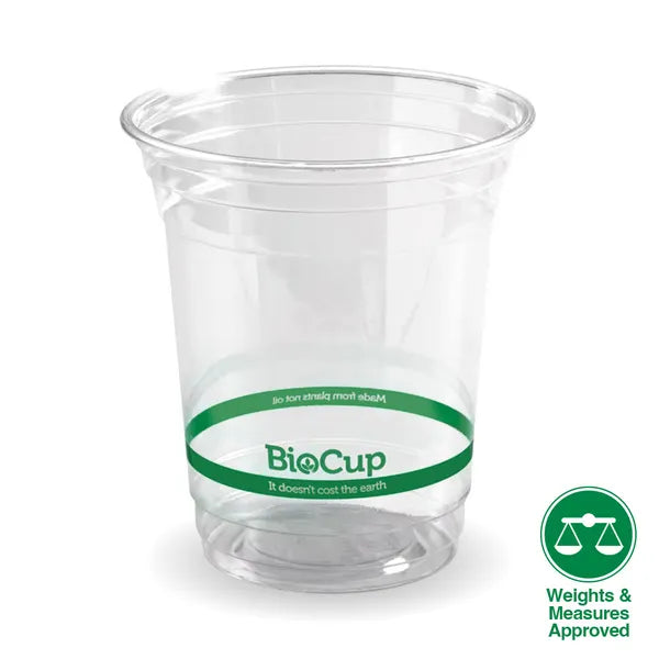 BioPak 420ml Clear Green Weights & Measures Approved Cold Drink Cups 1000pc