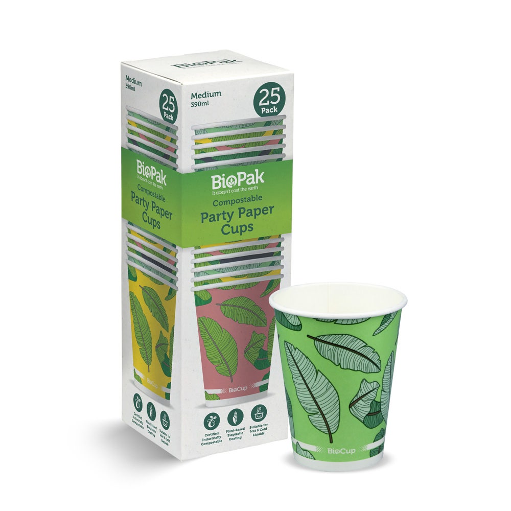 BioPak Retail 12oz Cold Paper Cups 25pk x 5 Packs