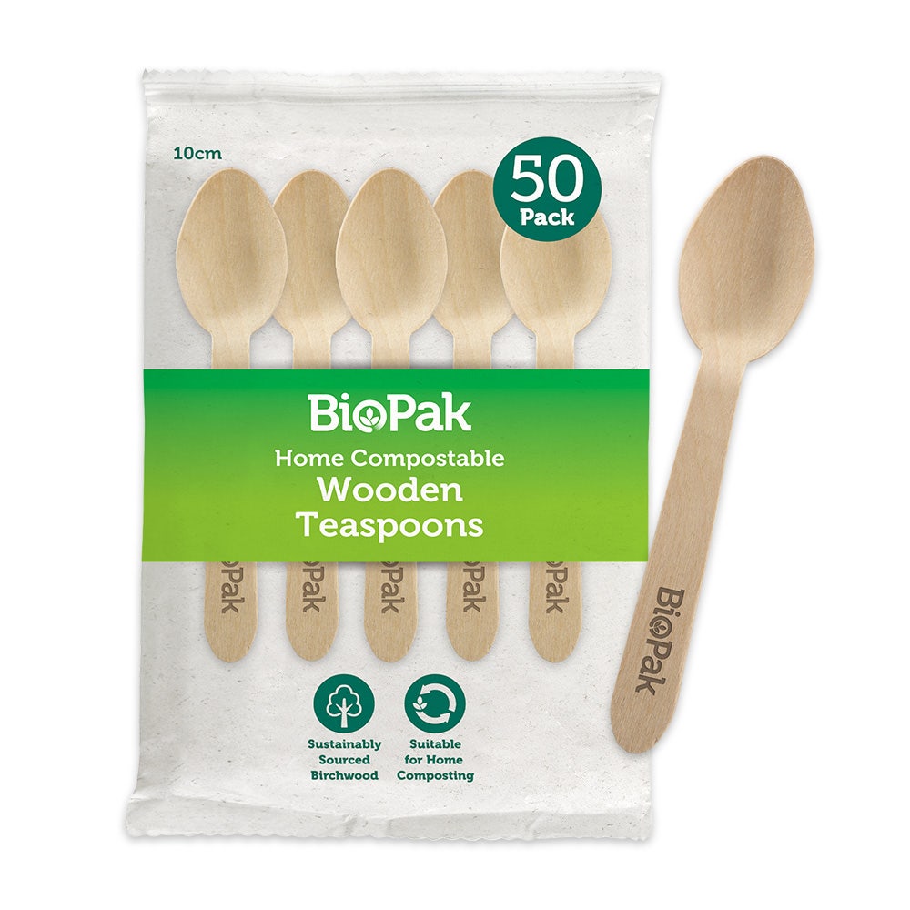 BioPak Retail 10cm Wood Tea Spoon 50pk x 16 Packs