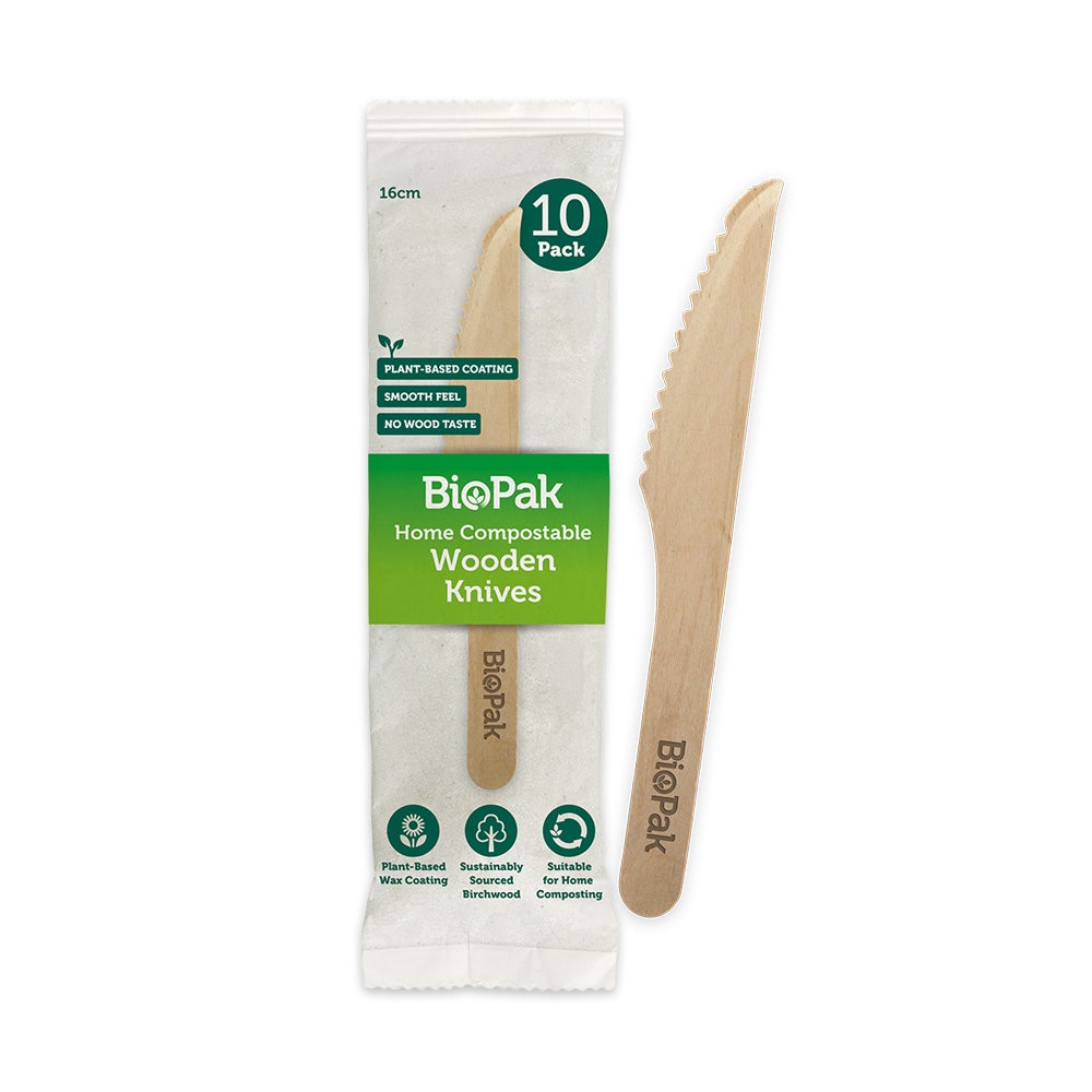 BioPak Retail 16cm Wood Knife 10pk x 32 Packs