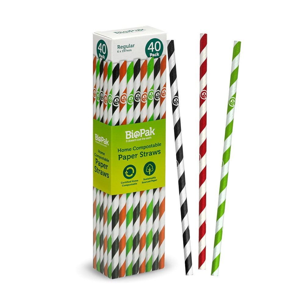 BioPak Retail 6mm Mixed Regular Paper Straws 40pk 560pc